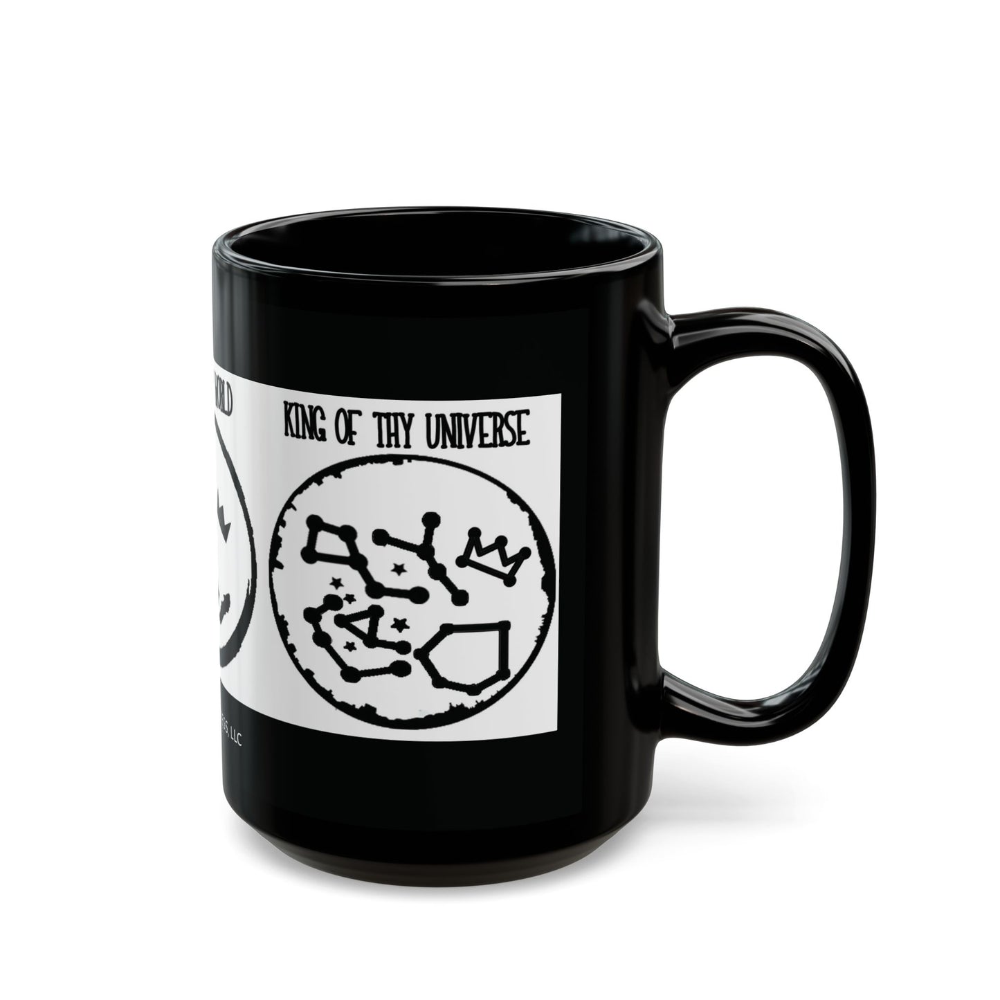 King of Thy World & Universe Black Mug - Unique 11oz & 15oz Ceramic Coffee Cup for Lovers of Discovery