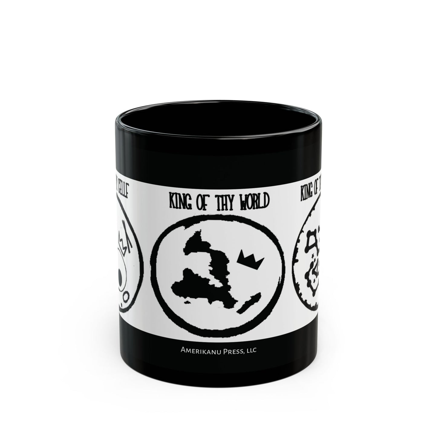 King of Thy World & Universe Black Mug - Unique 11oz & 15oz Ceramic Coffee Cup for Lovers of Discovery