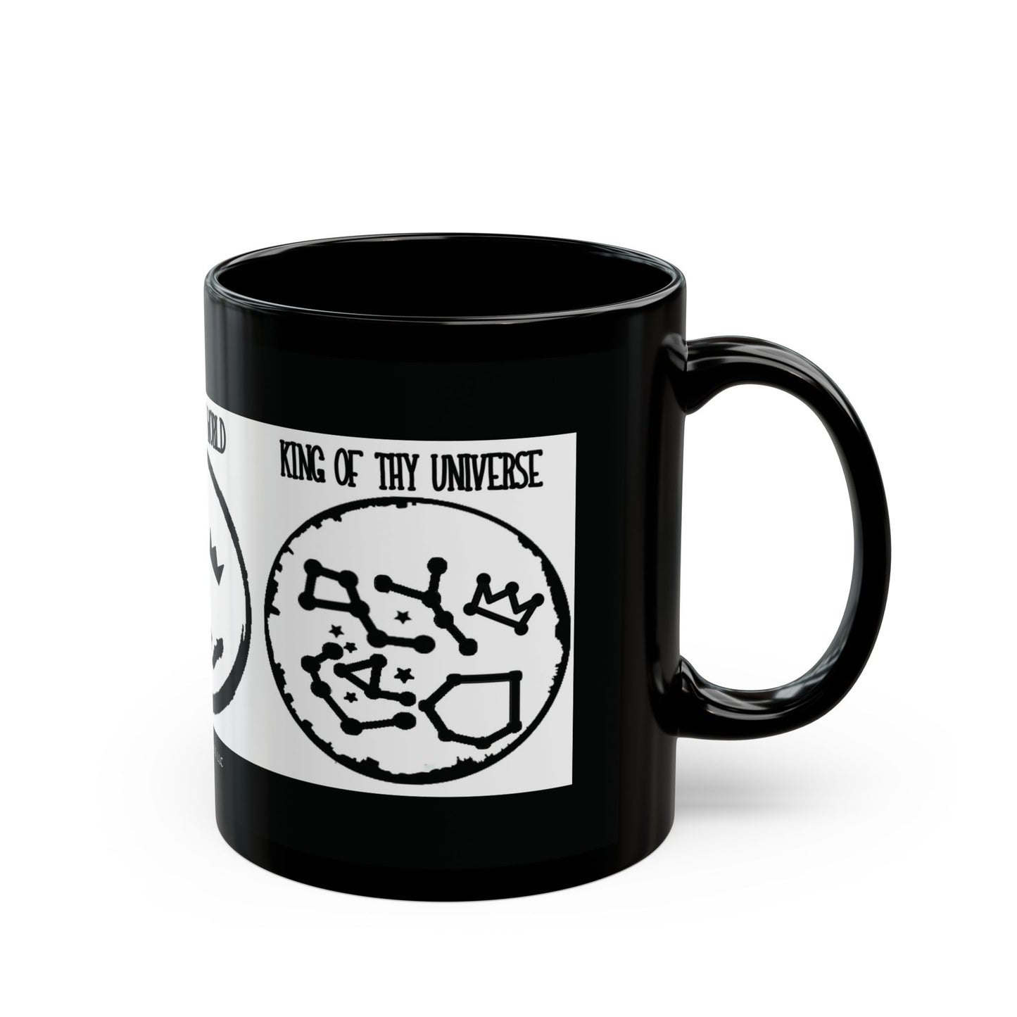 King of Thy World & Universe Black Mug - Unique 11oz & 15oz Ceramic Coffee Cup for Lovers of Discovery
